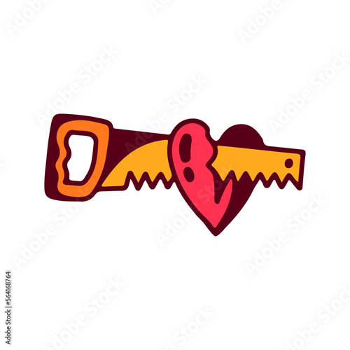 vector illustration of a chainsaw with a heart