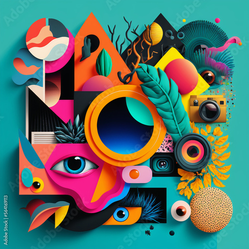 Animal eyes in colorful vector graphic design