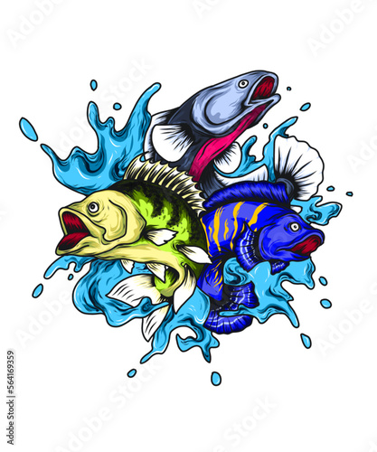 illustration design about predatory fish in the waters