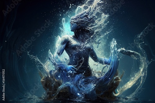 Stunning illustration of male Aquarius, Zodiac sign. Generative art photo