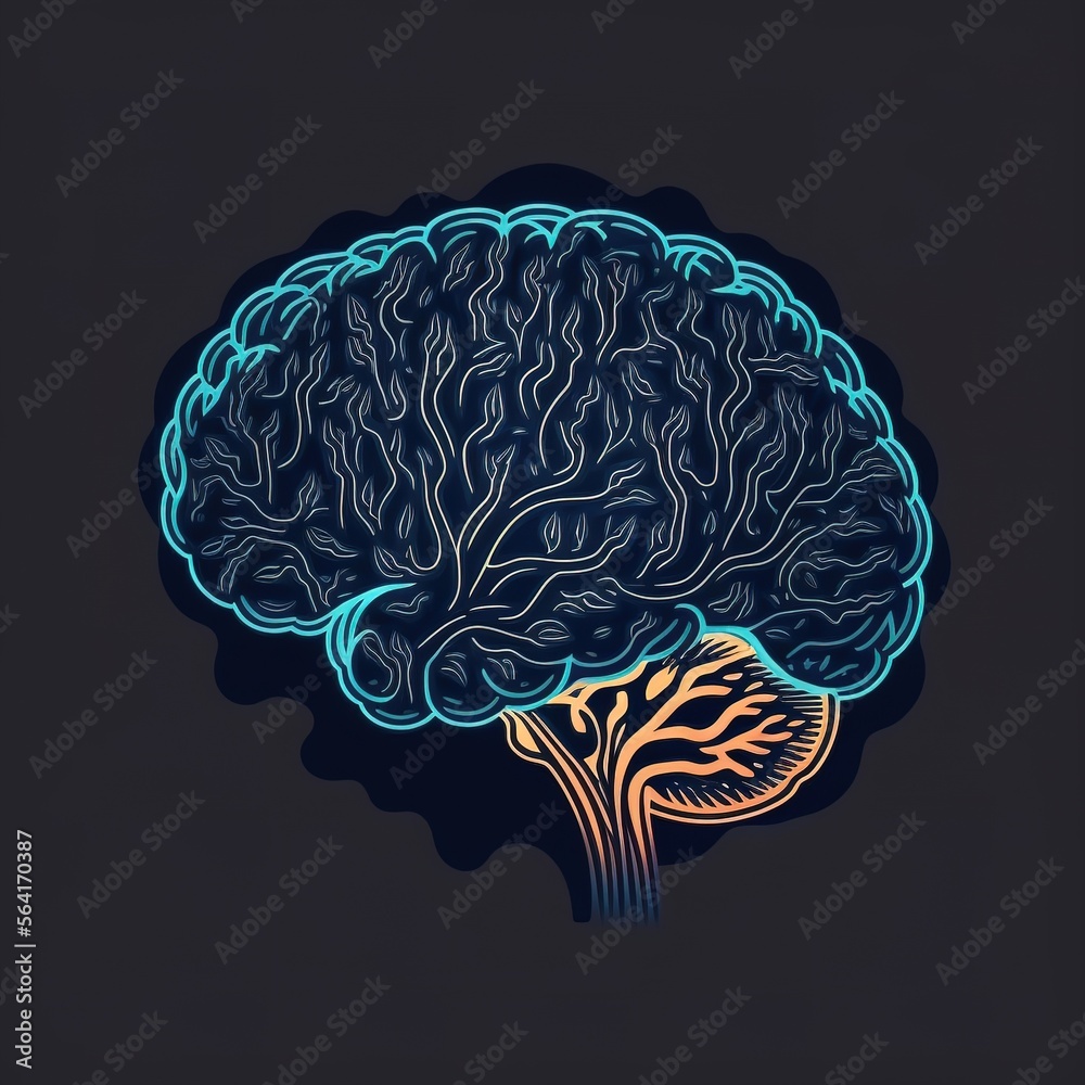 Human brain xray isolated in black background illustration design in 3d and generative ai Human brain xray isolated in black background illustration design in 3d and generative ai