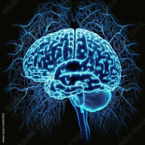 Human brain illustration design in 3d and generative ai