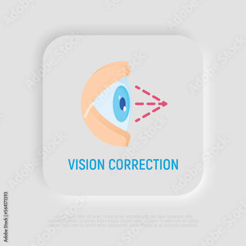 Laser eye surgery flat icon..Ophthalmology. Lasik vision correction. Vector illustration.