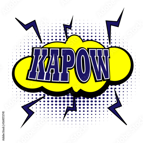 Kapow comic book speech bubble, loud explosion sound effect. Superhero. Halftone