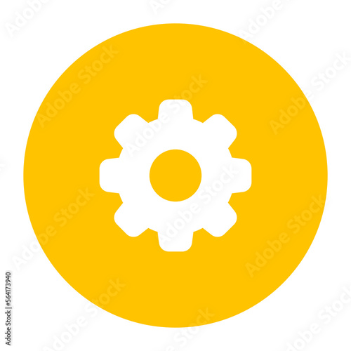 Cogwheel vector icon design in solid style denoting concept of setting