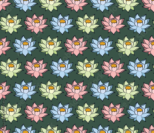 The seamless background with stylized lotus.