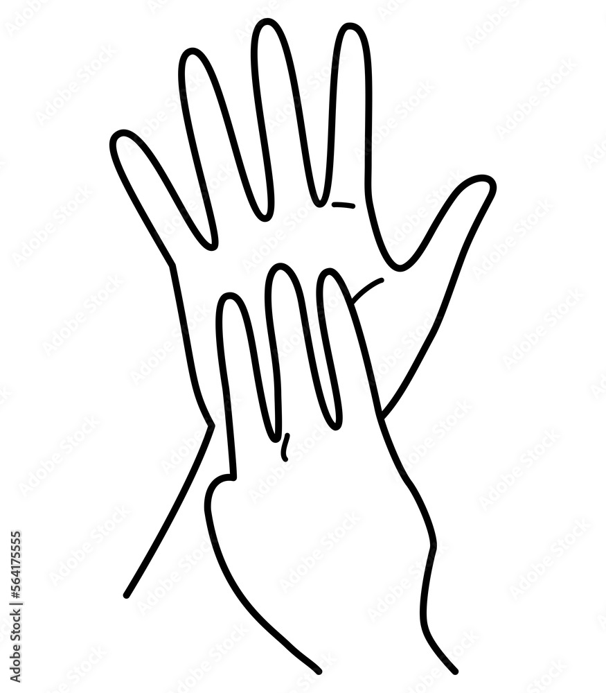 手　数字の8　白黒