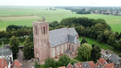 Old fortified city with old church drone photo