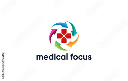 medical focus modern arrow logo design