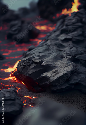 Lava formed after a volcanic eruption. Close Up