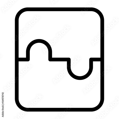 Isolated puzzle in outline icon on white background. Teamwork, integration, business strategy, solution