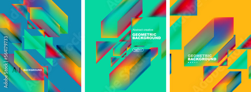 Set of abstract backgrounds. Overlapping geometric elements composition. Vector Illustration For Wallpaper, Banner, Background, Card, Book Illustration, landing page