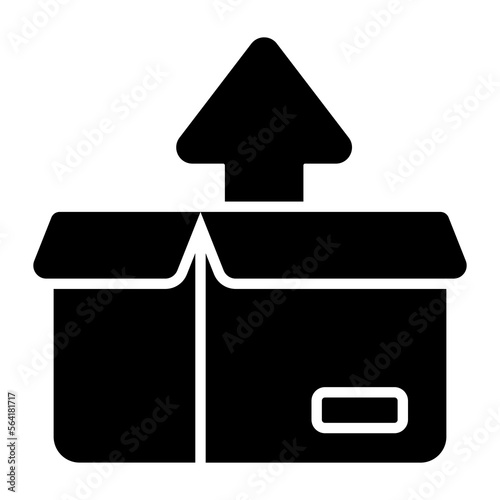 Open package with up arrow concept of unpacking vector