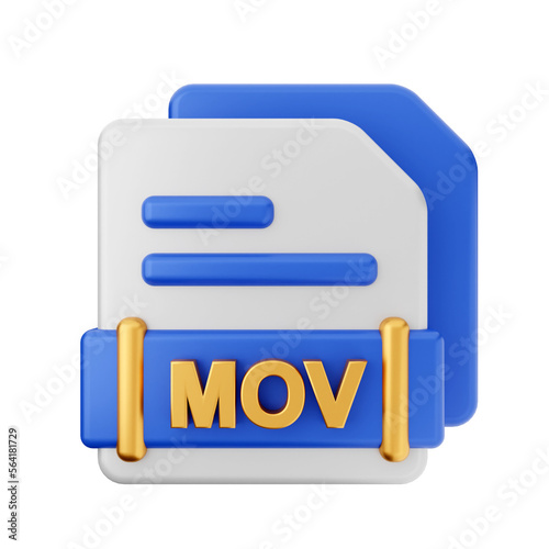 3d file type format mov icon illustration