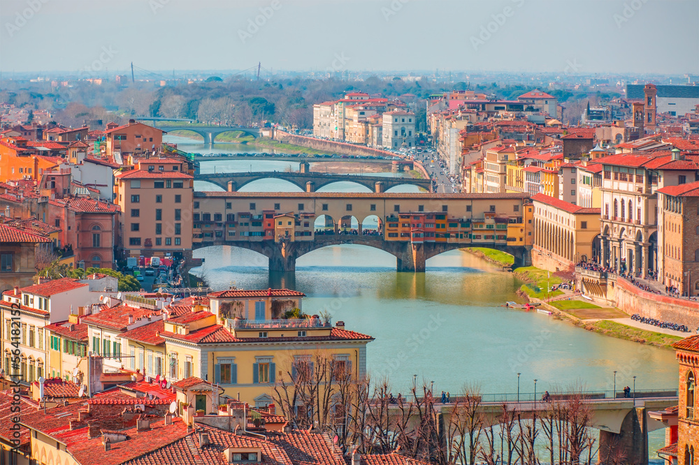 Bridge of  Ponte Vecchio on the river Arno - Florence, Italy