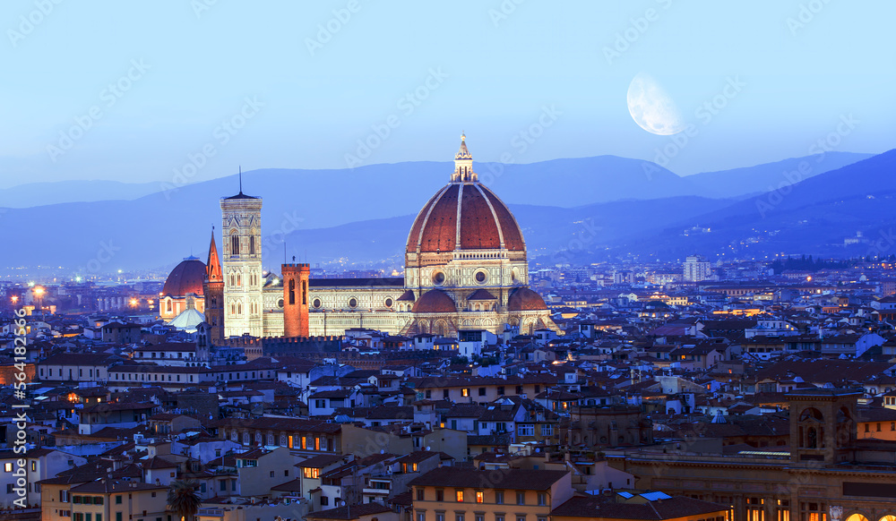 Panorama of Florence and Cathedral of Santa Maria del Fiore (Duomo) in Florence