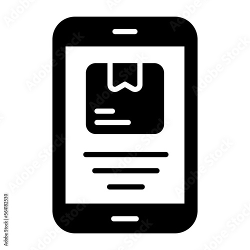 Package box insider the mobile denoging delivery status vector