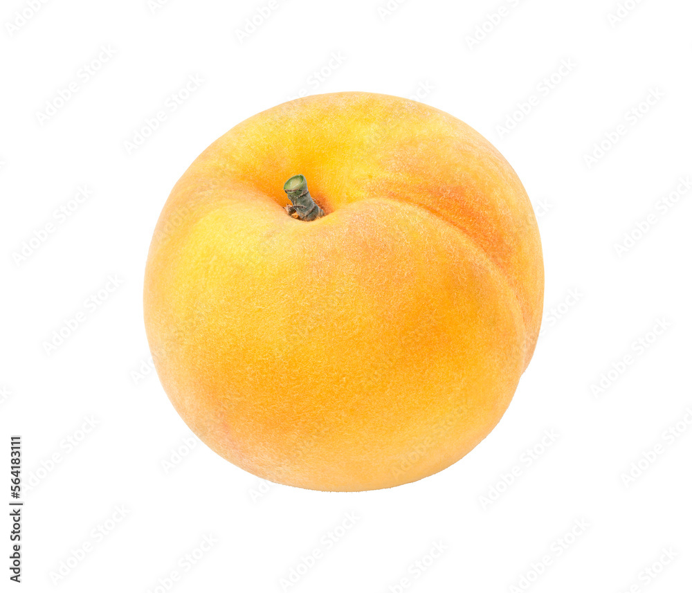 Sweet Yellow Peach fruit with leaf on white background, Fresh Peach on White Background PNG File. Sweet Yellow Peach fruit with leaf on white background, Fresh Peach on White Background PNG File.