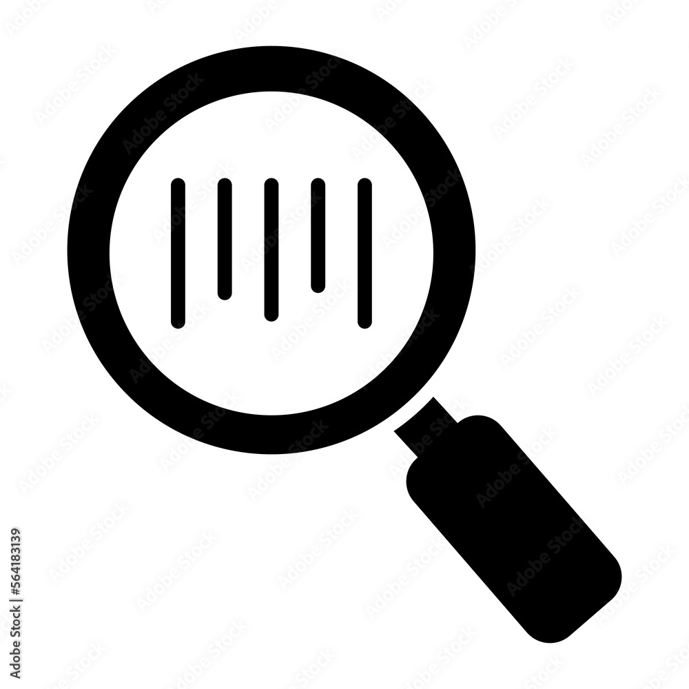 Barcode under magnifier showing concept of barcode scanning Barcode under magnifier showing concept of barcode scanning