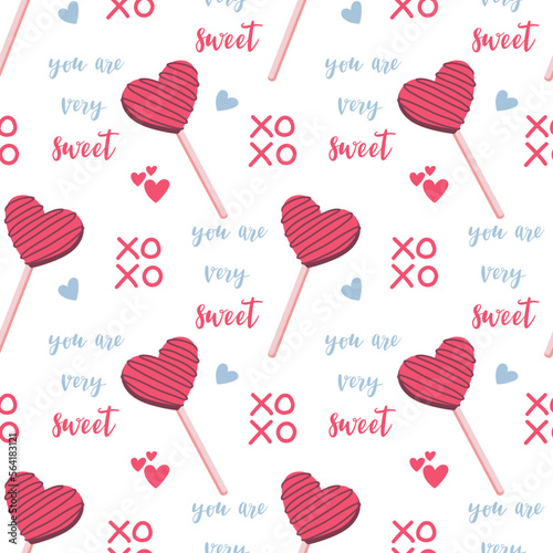 Valentines day vector seamless pattern. Doodle hand drawn illustration of cute romantic love background..