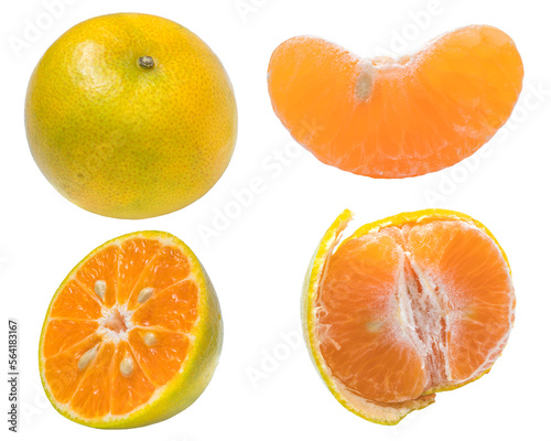 Mandarin Orange fruit  on white background  Fresh Tangerine Orange on white PNG File.