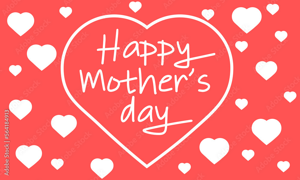 Happy Mother's Day minimalistic card or banner with heart. Vector illustartion.