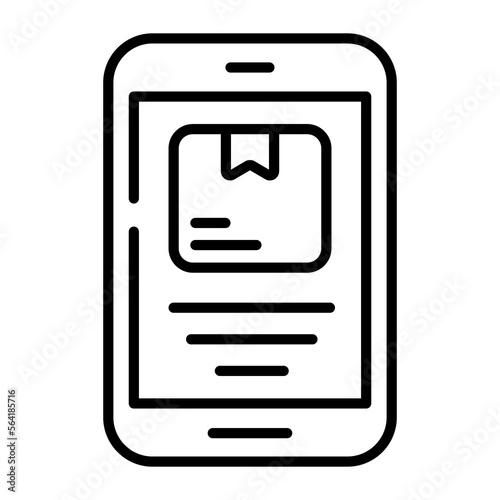 Package box insider the mobile denoging delivery status vector