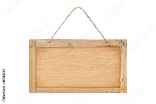 wooden sign with rope isolated on white with clipping path