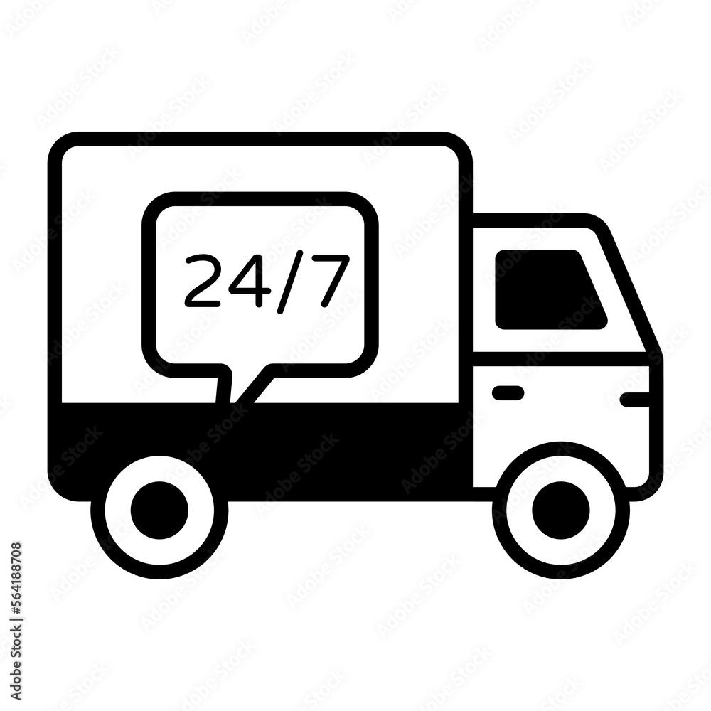 An amazing icon of 24 hour delivery service van in editable style An amazing icon of 24 hour delivery service van in editable style