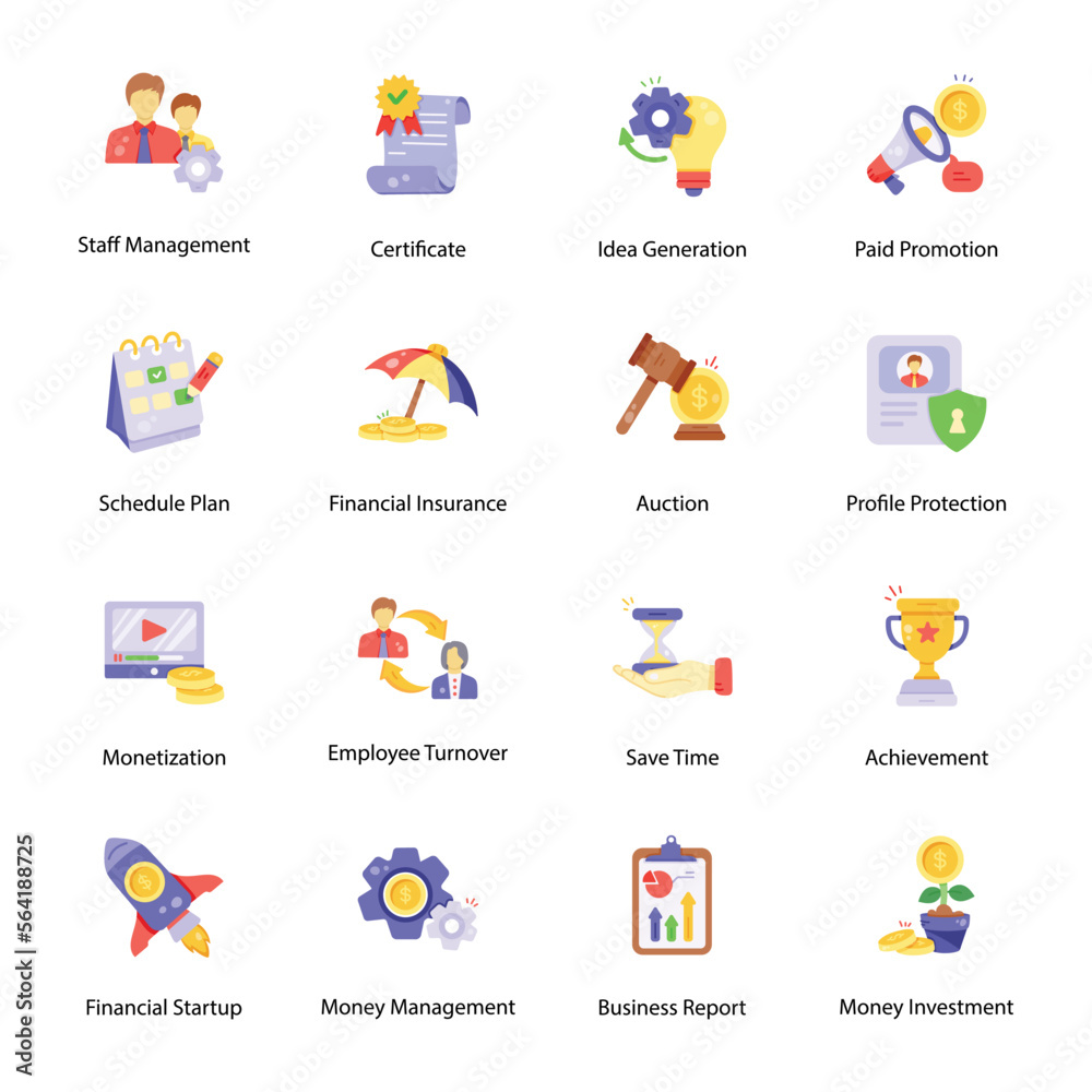 Collection of Administration Flat Icons 

