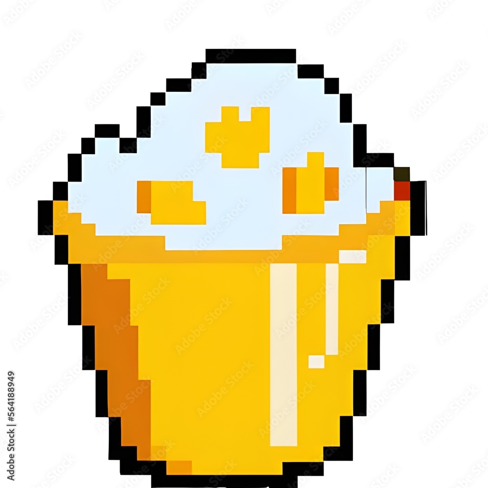 Obraz premium Popcorn pixel art. Generative AI.