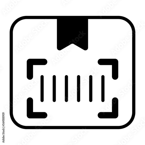 Package box having barcode, parcel scanning icon