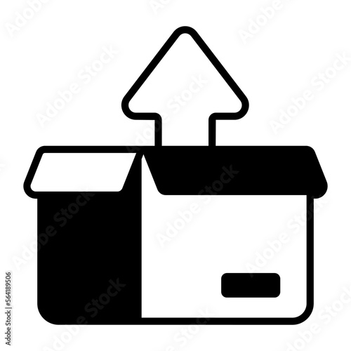 Open package with up arrow concept of unpacking vector