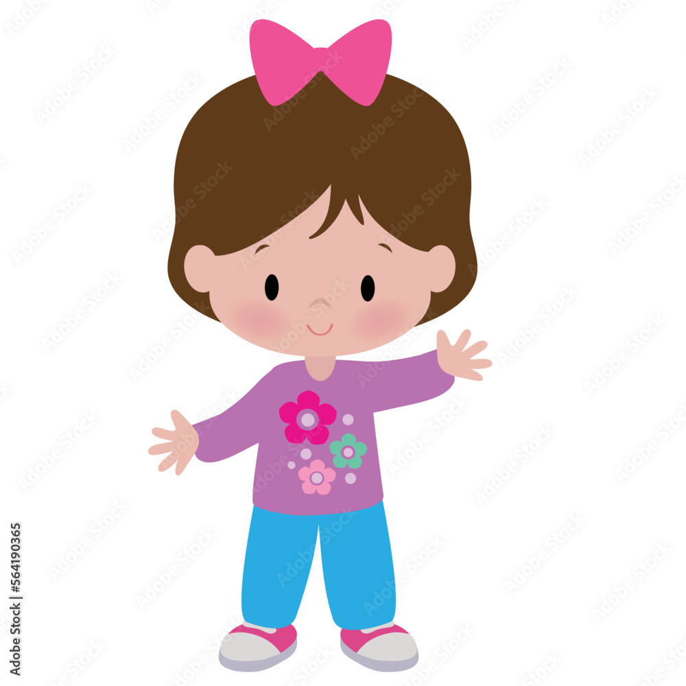 Cute little girl vector cartoon illustration Cute little girl vector cartoon illustration
