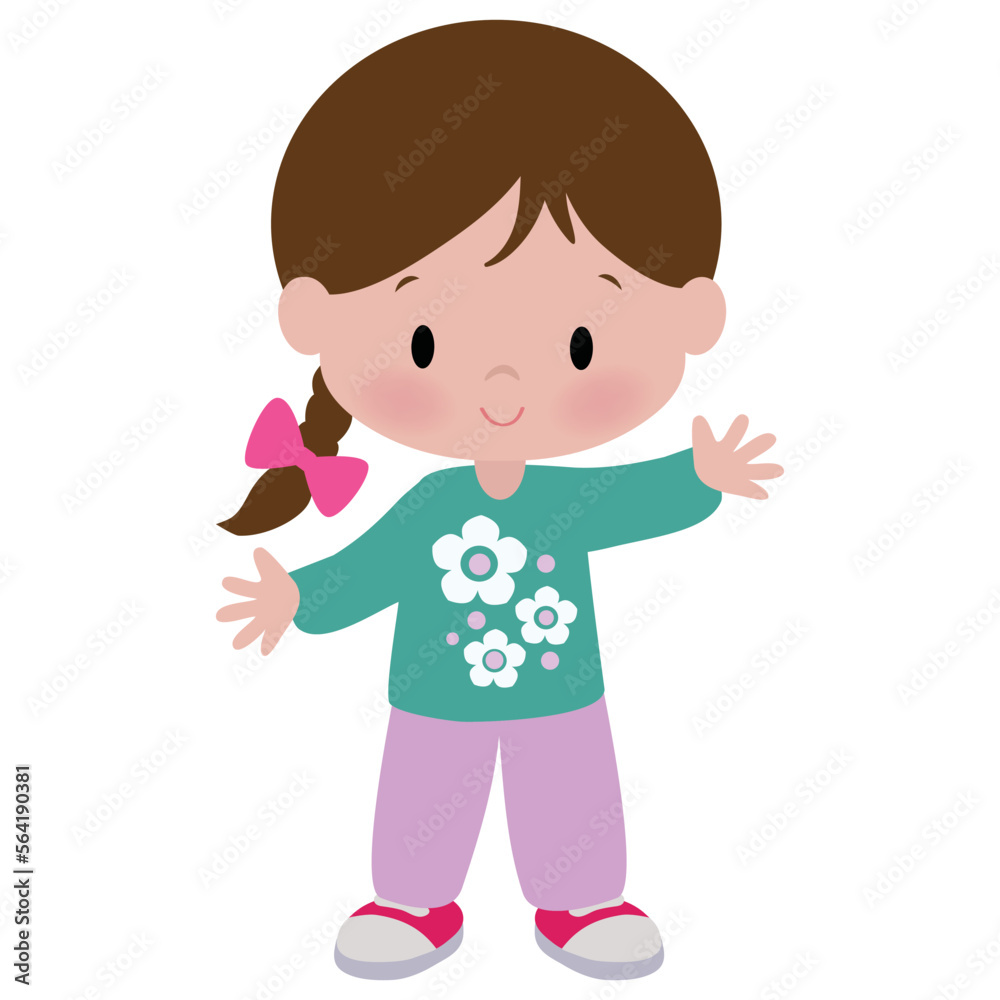 Cute little girl vector cartoon illustration Cute little girl vector cartoon illustration