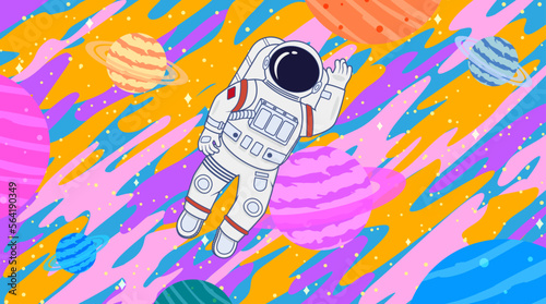 Cartoon cosmic space astronaut vector illustration