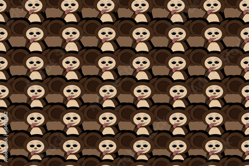 Seamless pattern with alien animal in cut out paper style. Cartoon bear with big ears. Art for children room. Website banner for children's shop. Wallpaper print with exotic animal. 