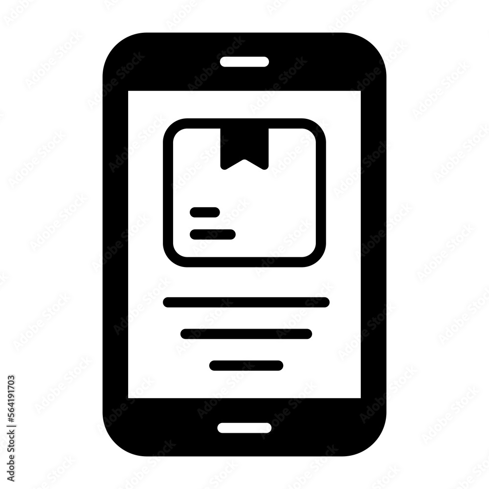 Package box insider the mobile denoging delivery status vector Package box insider the mobile denoging delivery status vector