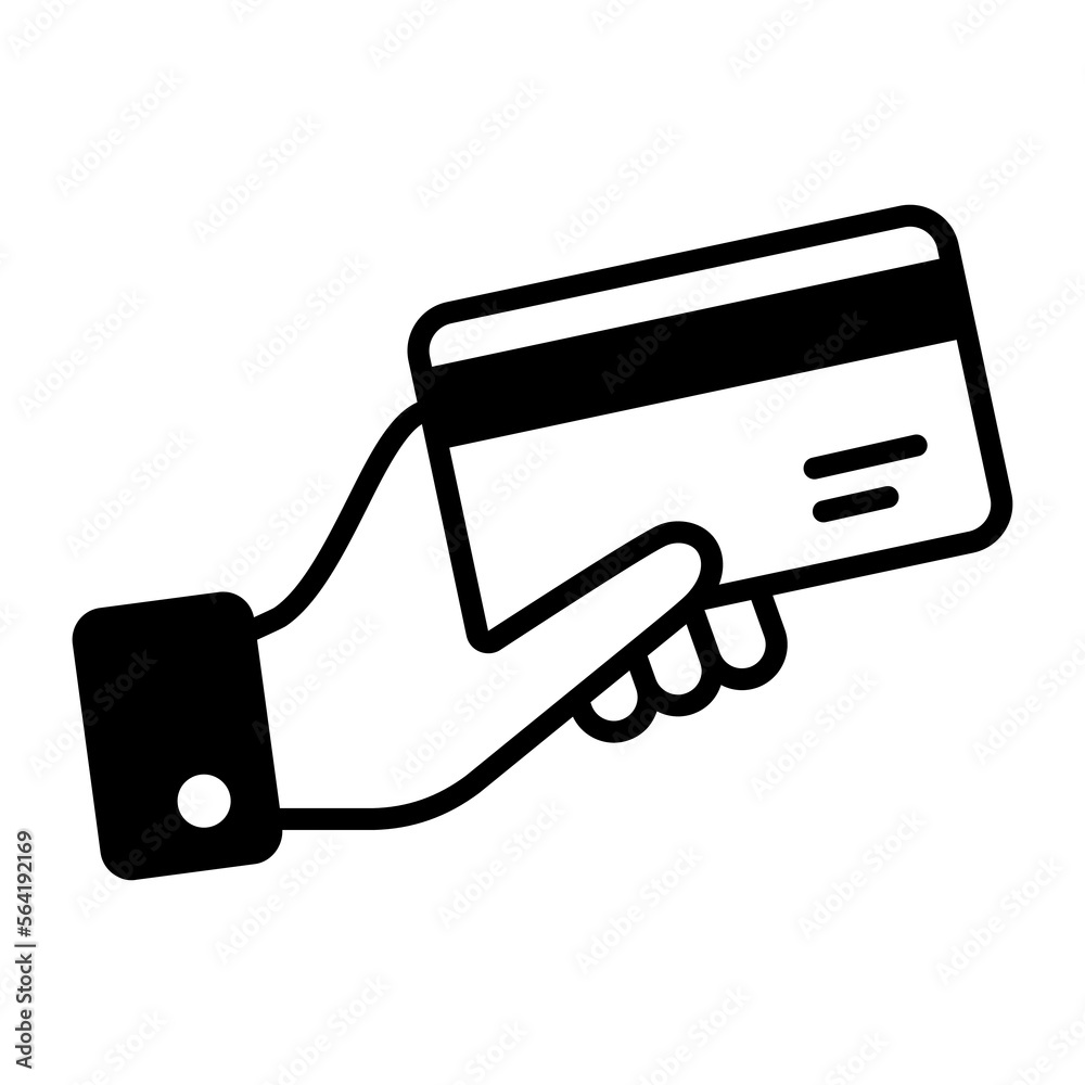 Hand holding atm card showing concept of card payment vector in trendy style Hand holding atm card showing concept of card payment vector in trendy style