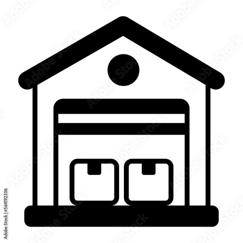 Warehouse having cardboards concept of store room vector