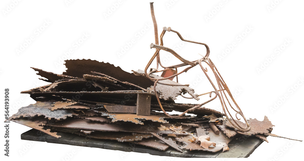 Isolated PNG cutout of a metallic scrap pile on a transparent