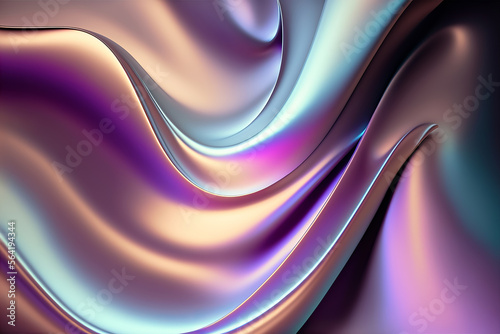 Iridescent holographic textural Background. Gradient waves with iridescent highlights. Generative AI illustration