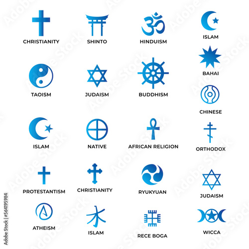 Gradient religious symbol collection