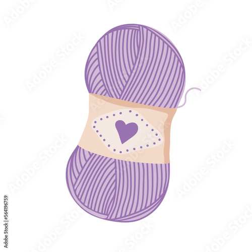 Skein of hand spun yarn. Tools for knitwork, handicraft, crocheting, hand-knitting. Female hobby. Vector illustration