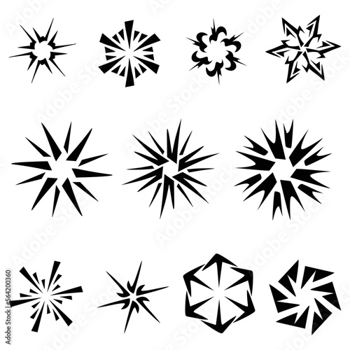 set of radial explosion flat icon collection vector illustration