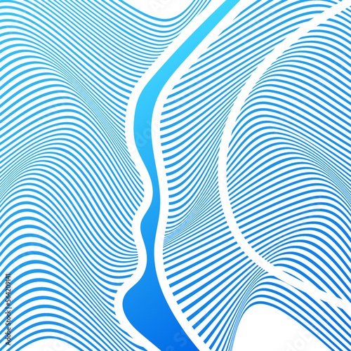 ILLUSTRATION ABSTRACT COLORFUL BLUE GRADIENT WAVY LINE PATTERN BACKGROUND. COVER DESIGN © garis lurus