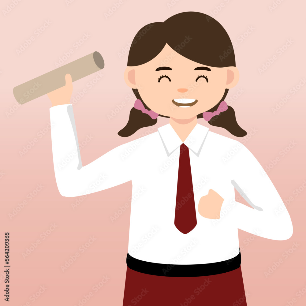 Elementary School girl and Boy Student Wearing Red and White Uniform. Cartoon Vector Illustration. Portrait of an elementary school student. School students children with backpacks, books, macbook. Elementary School girl and Boy Student Wearing Red and White Uniform. Cartoon Vector Illustration. Portrait of an elementary school student. School students children with backpacks, books, macbook.