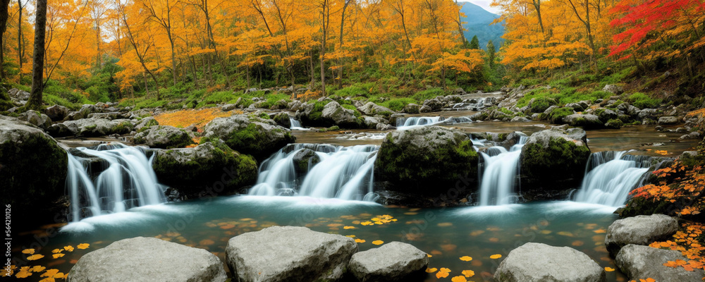 Fototapeta premium waterfall in autumn