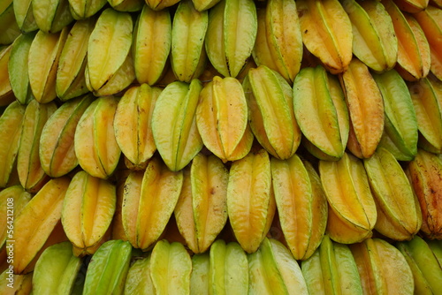 Star fruit (Averrhoa carambola, carambola) with a natural background. Indonesian call it belimbing or blimbing.