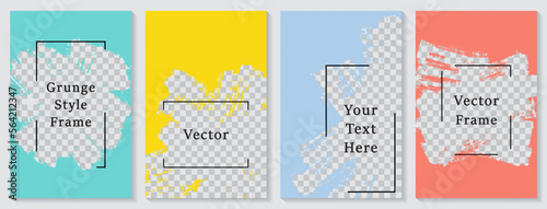Brush stroke painted frame social media story post template set.